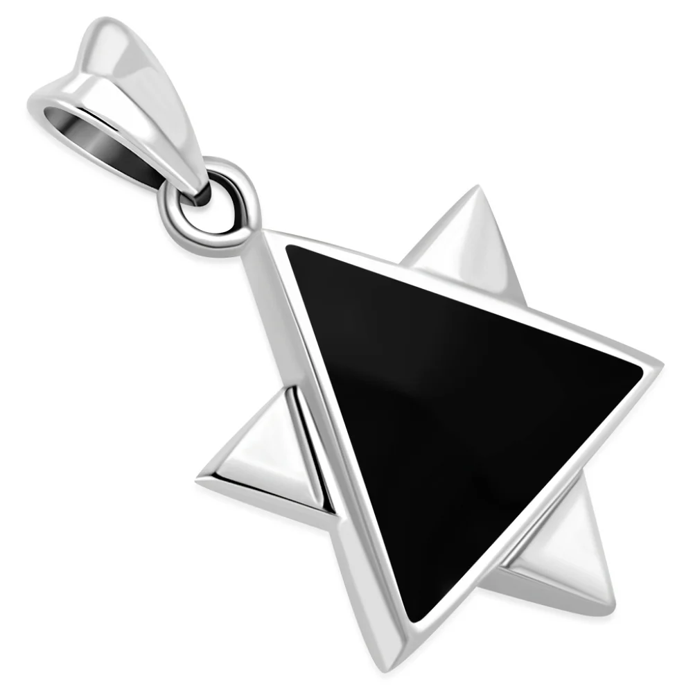 Pendant--Men's/Unisex Silver & Black Onyx set in sterling Star of David